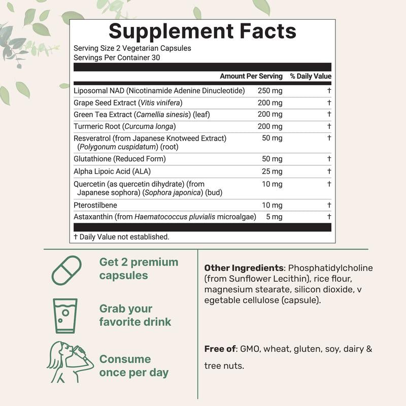 Micro Ingredients Liposomal NAD+ Ultimate 1,000Mg, 60 Veggie Capsules