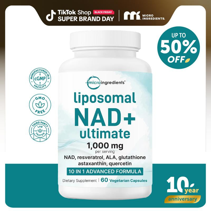 Micro Ingredients Liposomal NAD+ Ultimate 1,000Mg, 60 Veggie Capsules