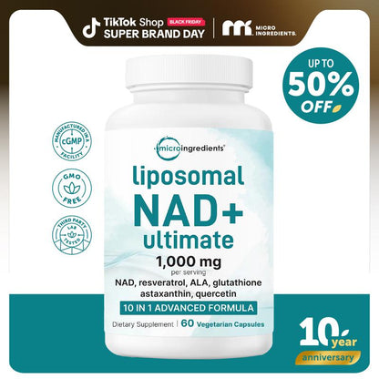 Micro Ingredients Liposomal NAD+ Ultimate 1,000Mg, 60 Veggie Capsules